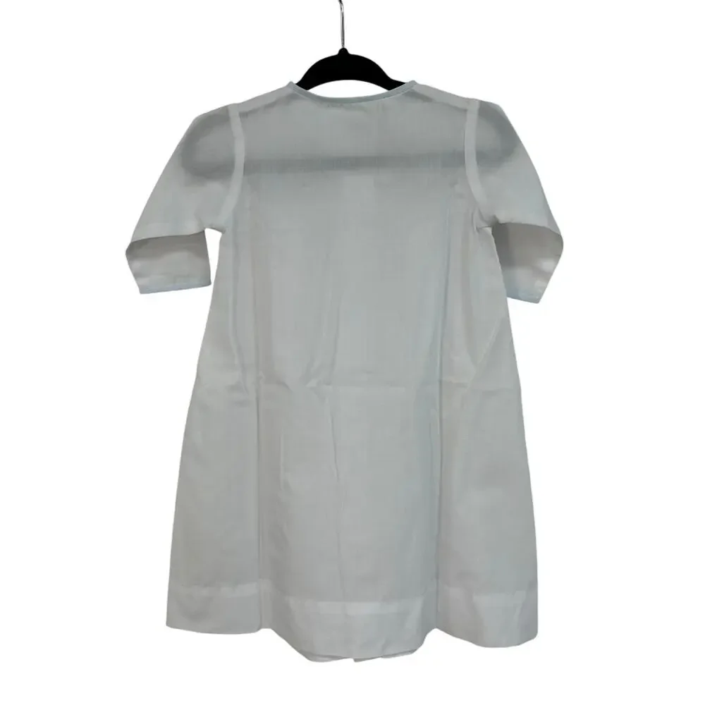 Vintage Handmade White Duck & Lamb Embroidered Button Up Dress 12-18 Months?